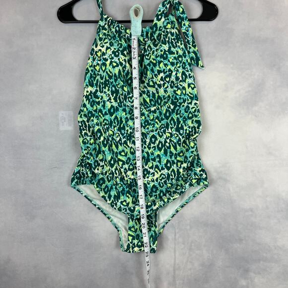 Serra One Piece Green Leopard Print Keyhole Swimsuit Large - Picture 6 of 9